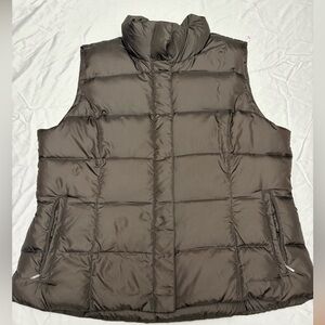 Eddie Bauer Goose Down Puffer Vest Brown Quilted Zip Winter Jacket Womens XL